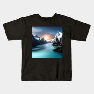 Ice Mountains Sunset Kids T-Shirt